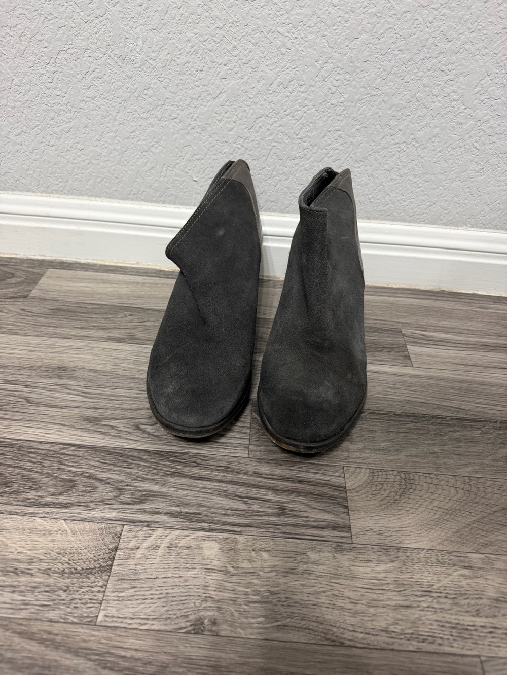 Charles David Gray Suede Ankle Booties